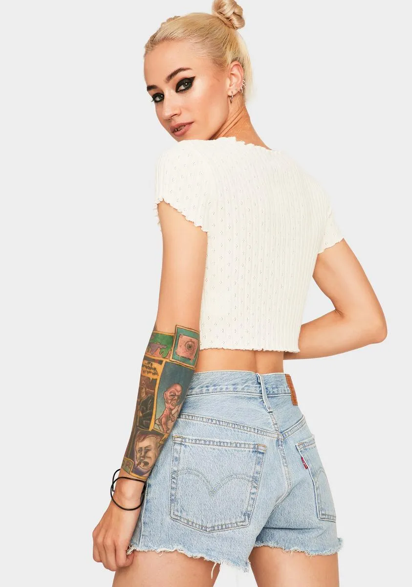 Ivory Pointelle Sweater Tee
