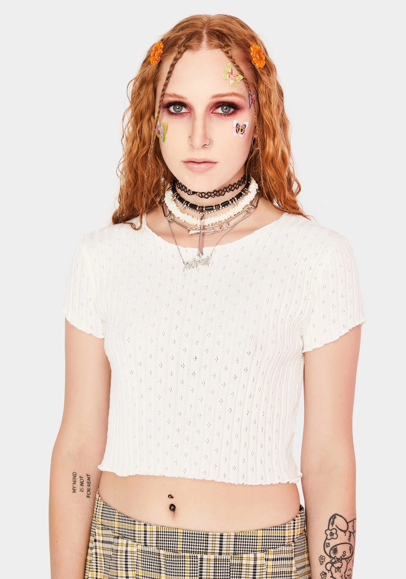 Ivory Pointelle Sweater Tee