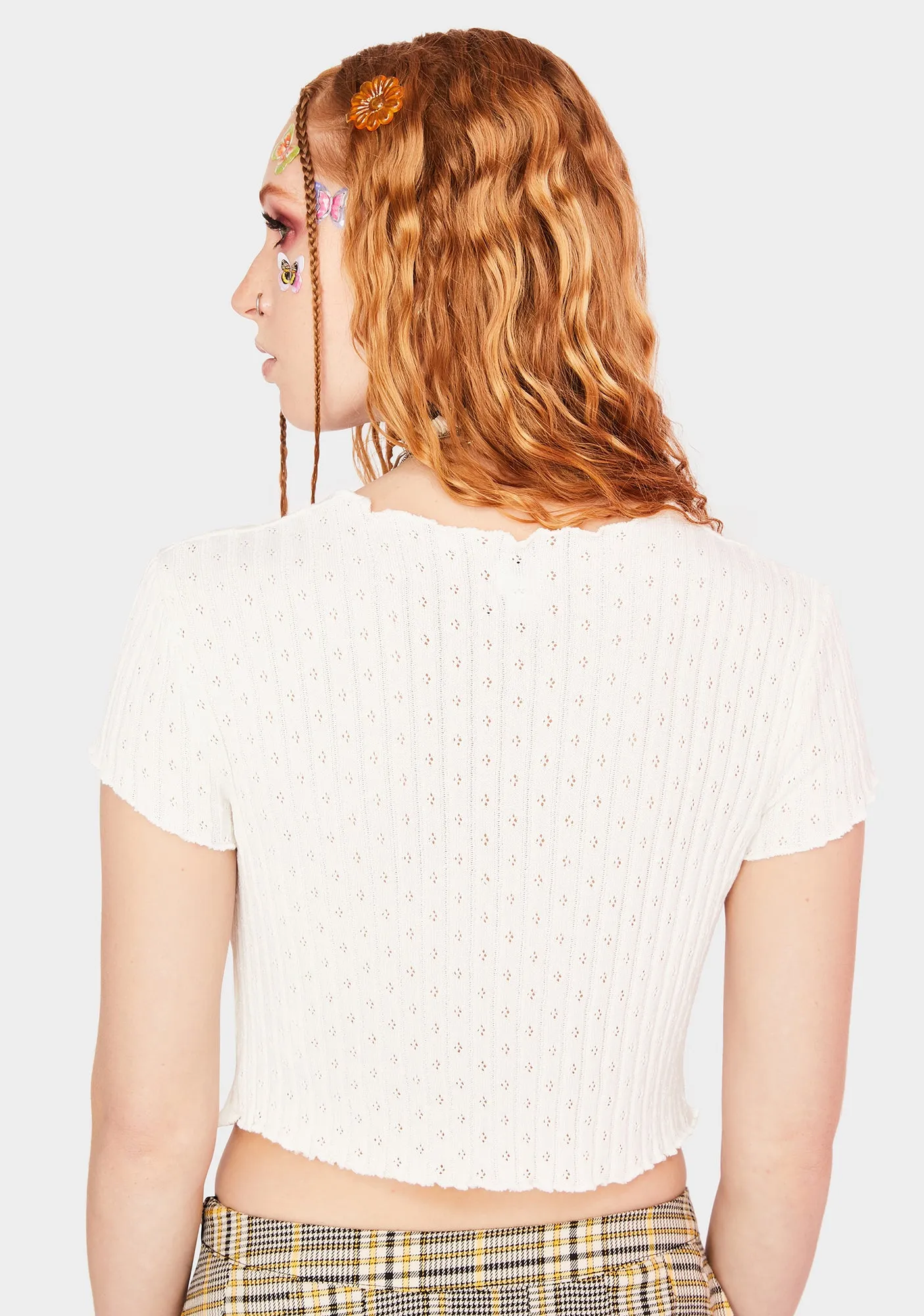 Ivory Pointelle Sweater Tee