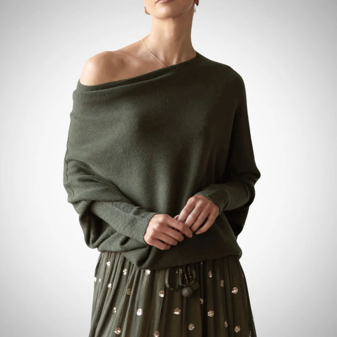 Jennifer Asymmetric Shoulder Sweater
