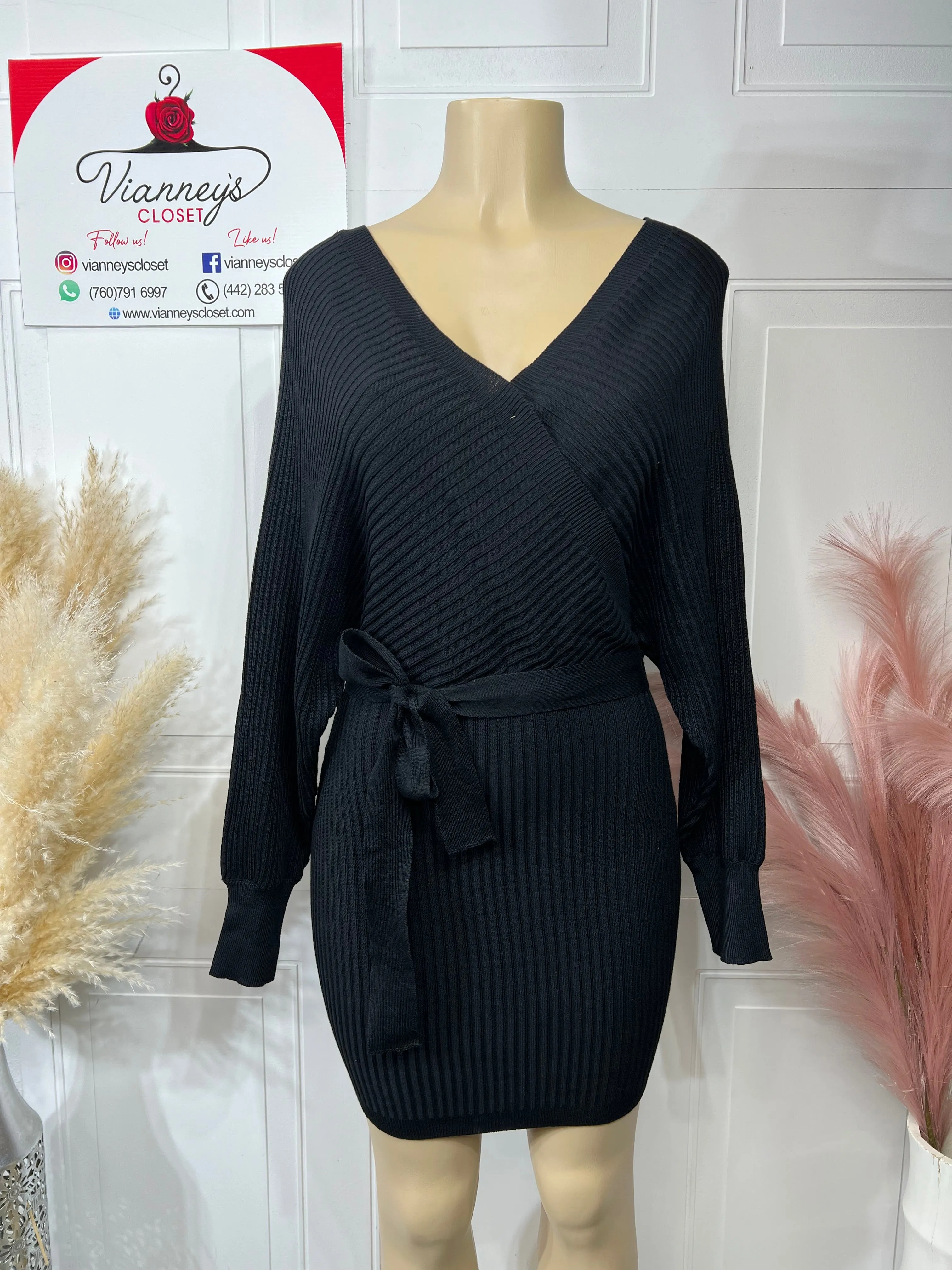 Karla Cocoa Brown Or Black Dolman Sleeve Sweater Dress