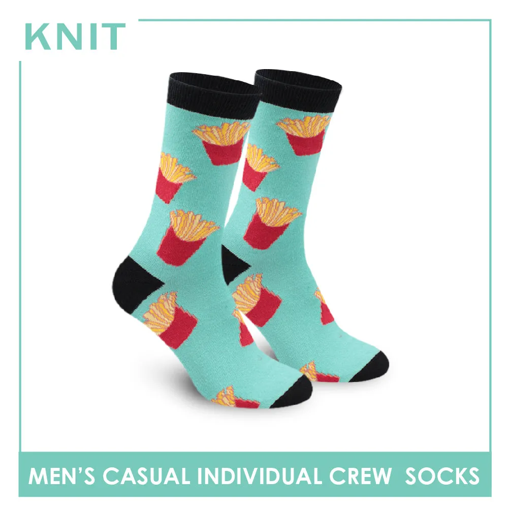 Knit Men's French Fries Cotton Light Performance Crew Socks 1 Pair KMC2202
