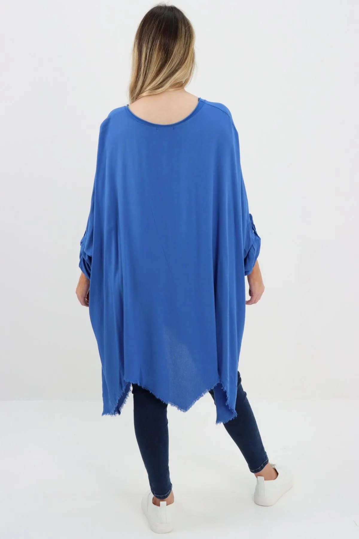 Ladies Made In Italy Foil Feather Raw Edge Top