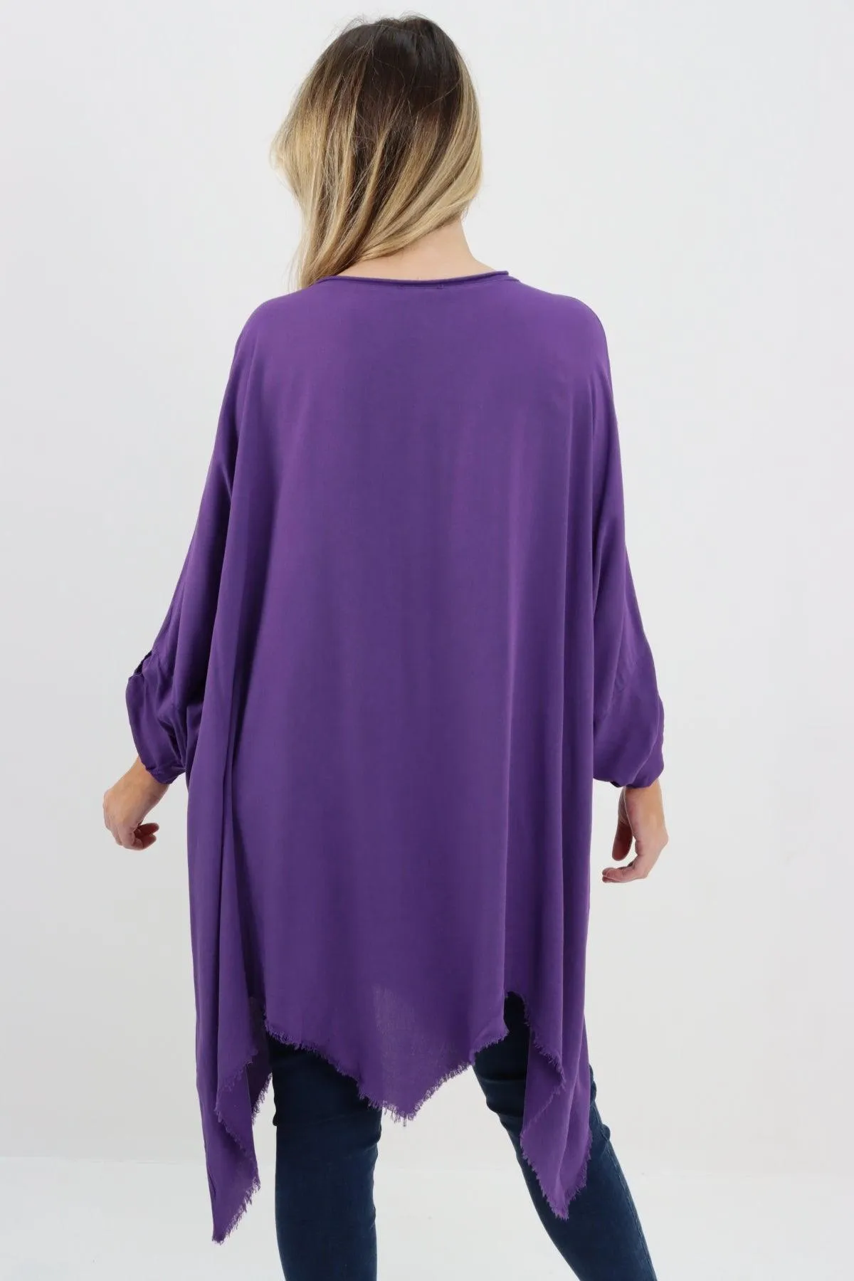 Ladies Made In Italy Foil Feather Raw Edge Top