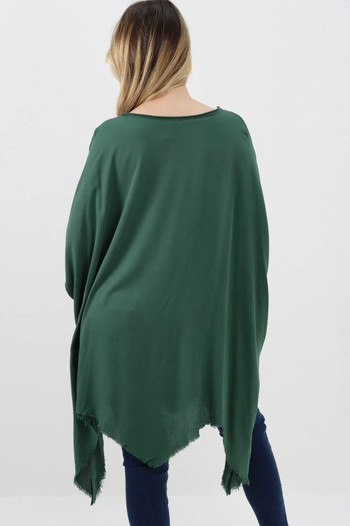 Ladies Made In Italy Foil Feather Raw Edge Top