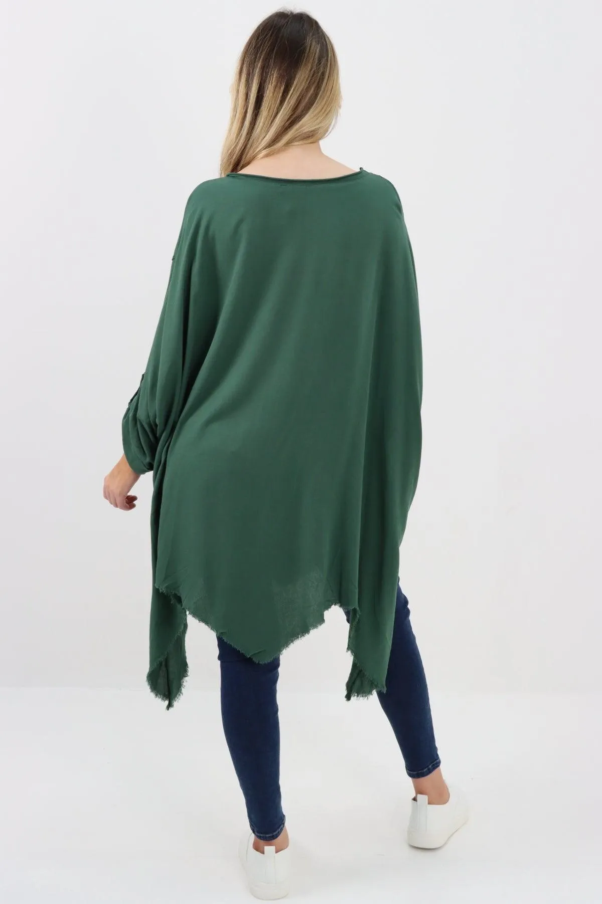 Ladies Made In Italy Foil Feather Raw Edge Top