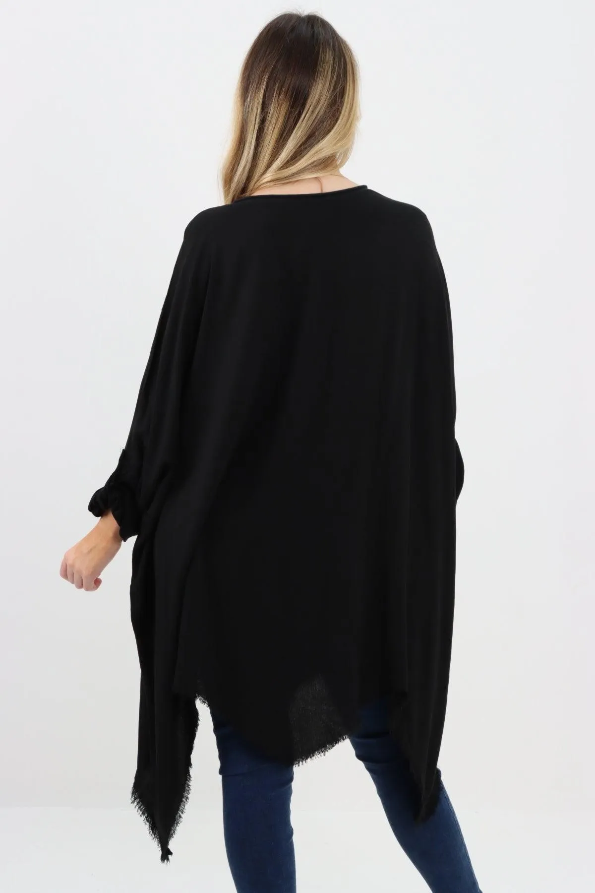 Ladies Made In Italy Foil Feather Raw Edge Top