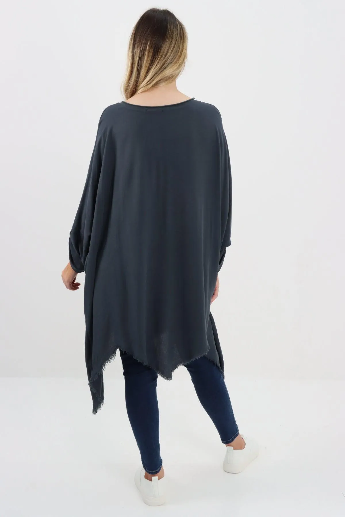 Ladies Made In Italy Foil Feather Raw Edge Top
