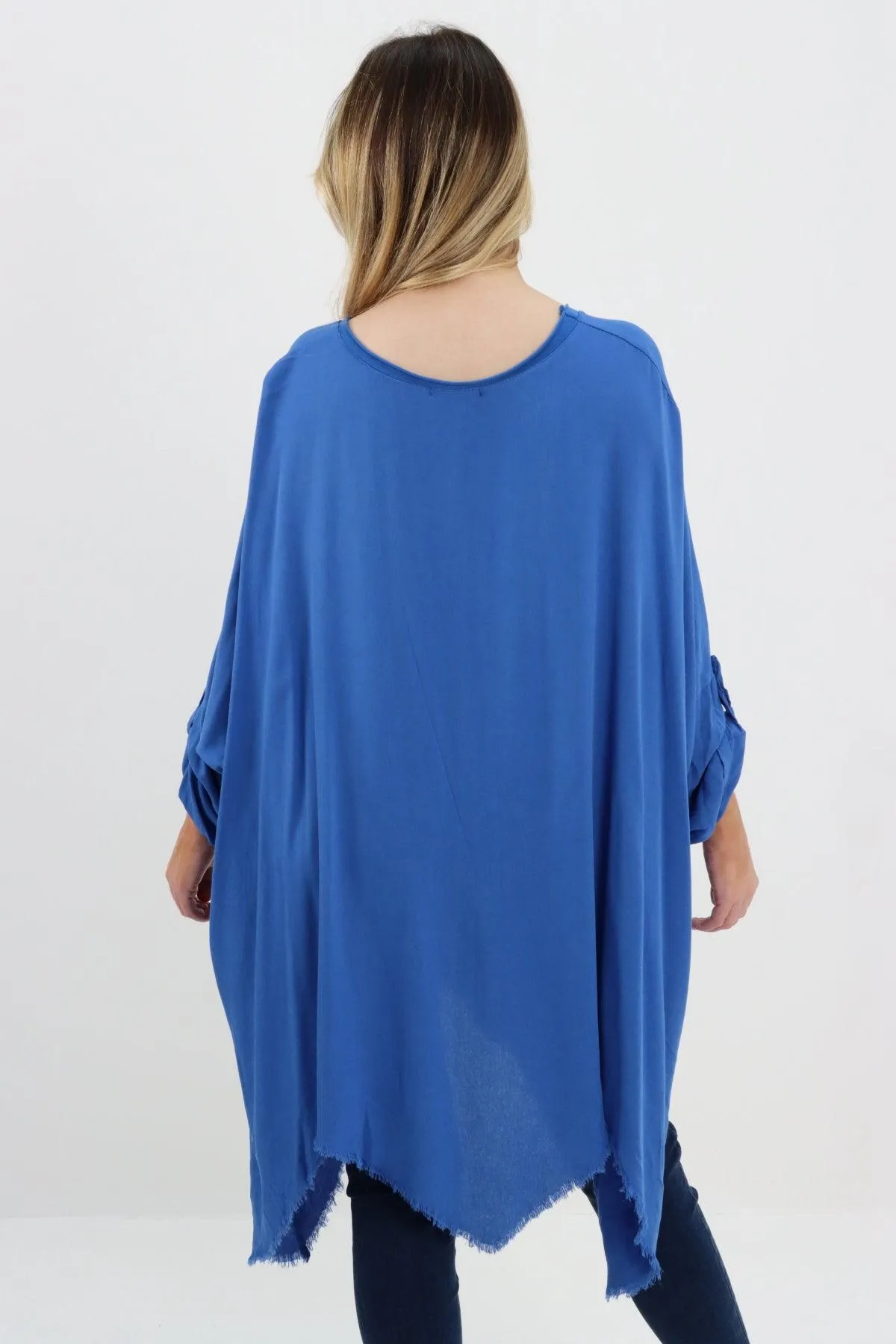 Ladies Made In Italy Foil Feather Raw Edge Top