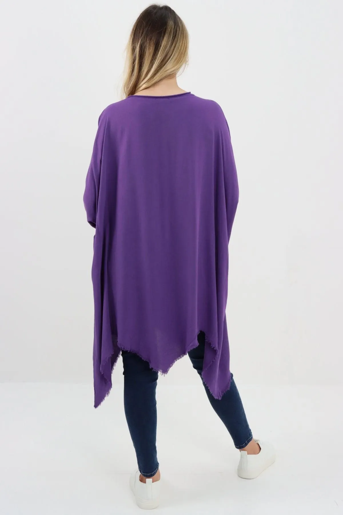 Ladies Made In Italy Foil Feather Raw Edge Top
