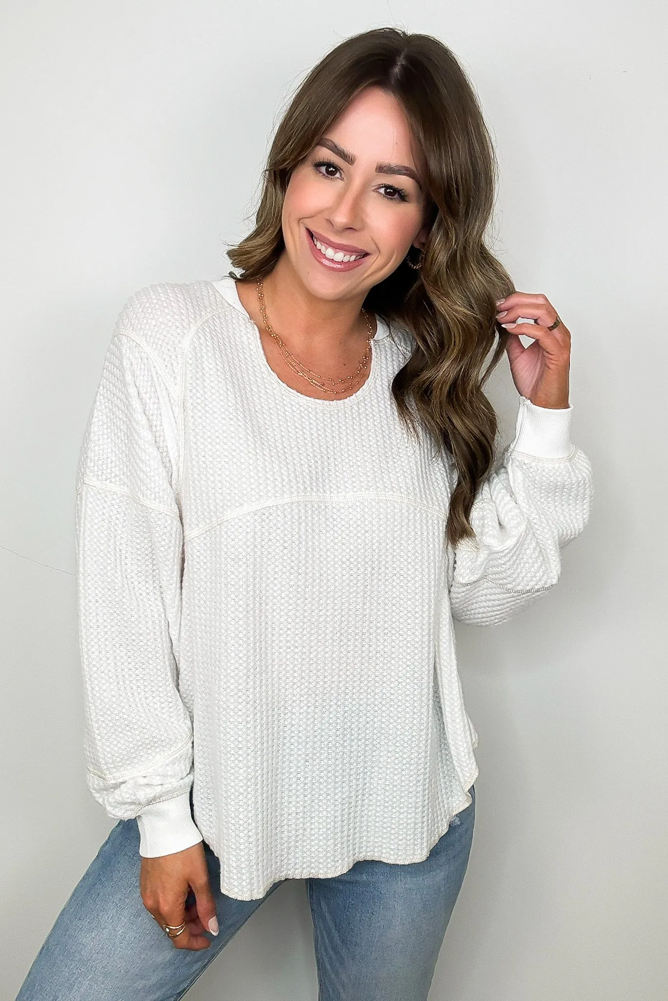 Larsyn Waffle Knit Relaxed Fit Top