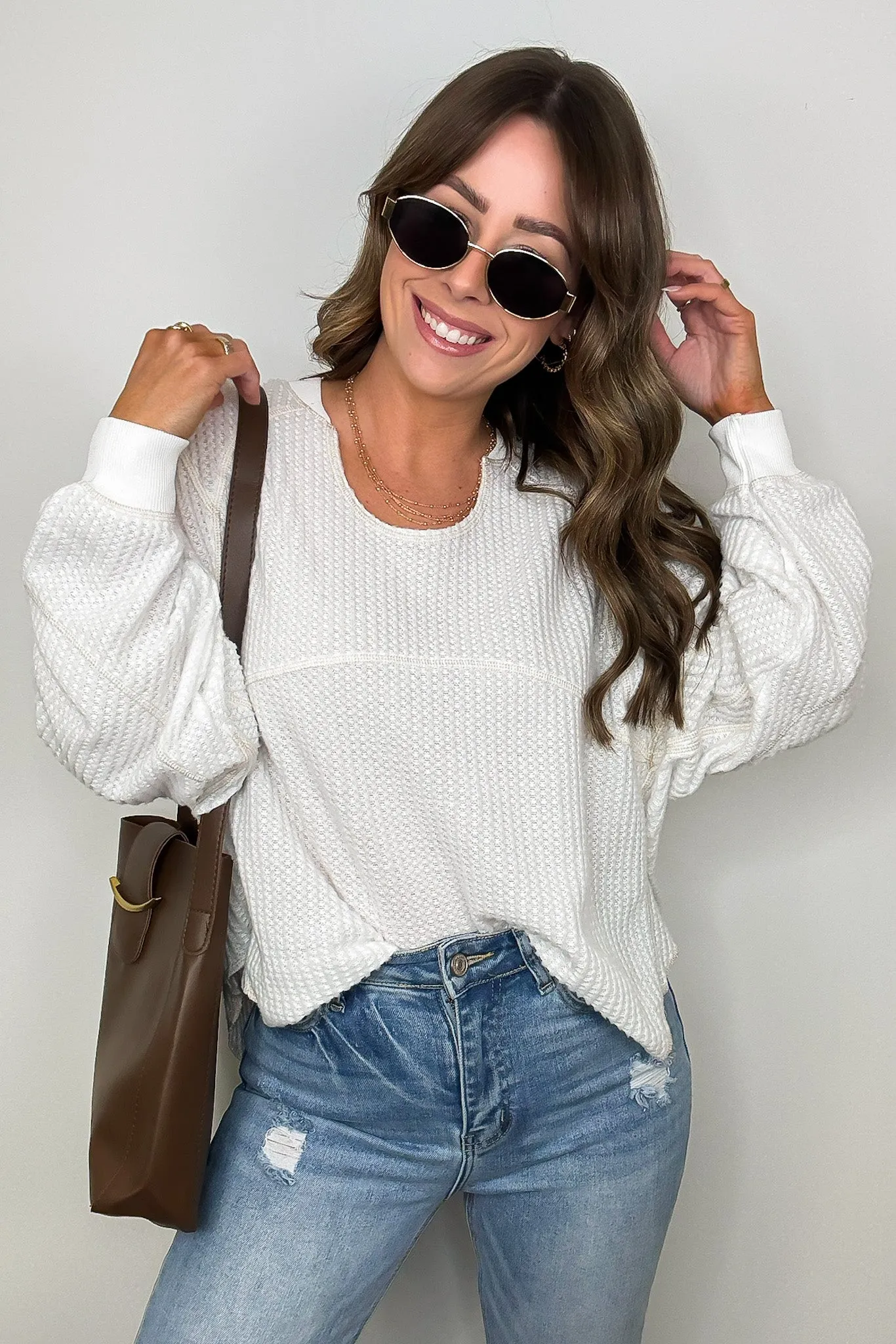 Larsyn Waffle Knit Relaxed Fit Top
