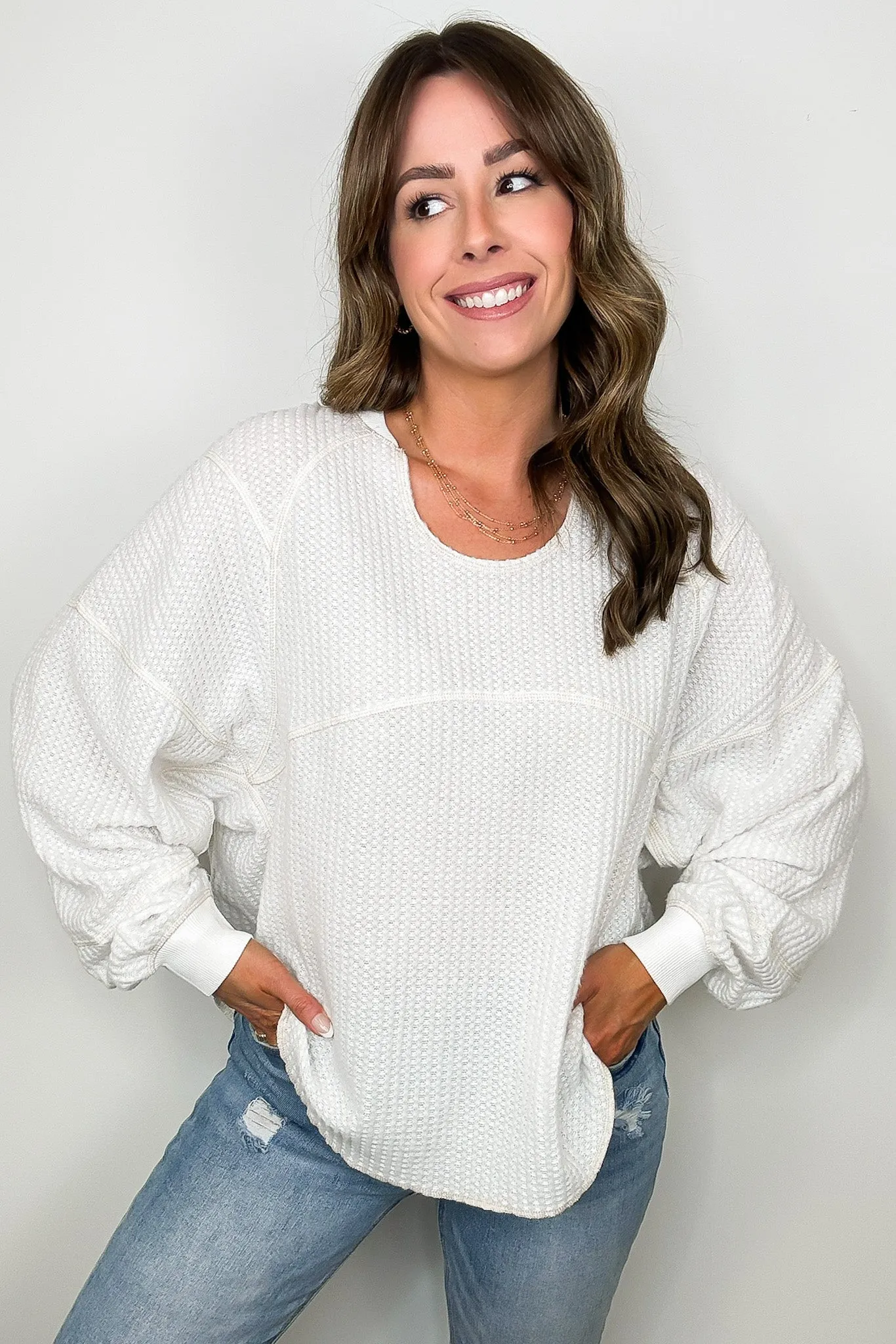 Larsyn Waffle Knit Relaxed Fit Top