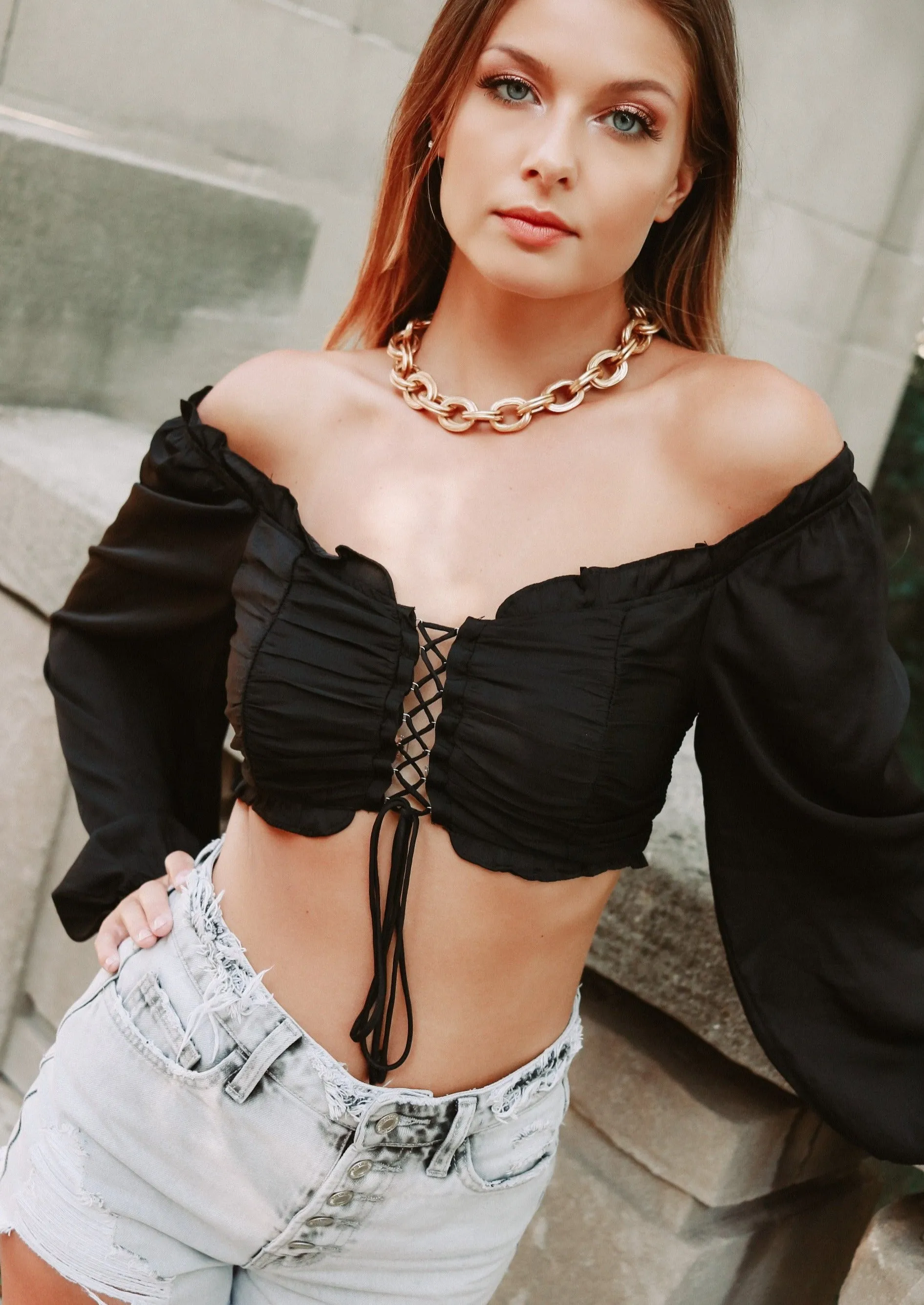 Lauren Black Off Shoulder Top