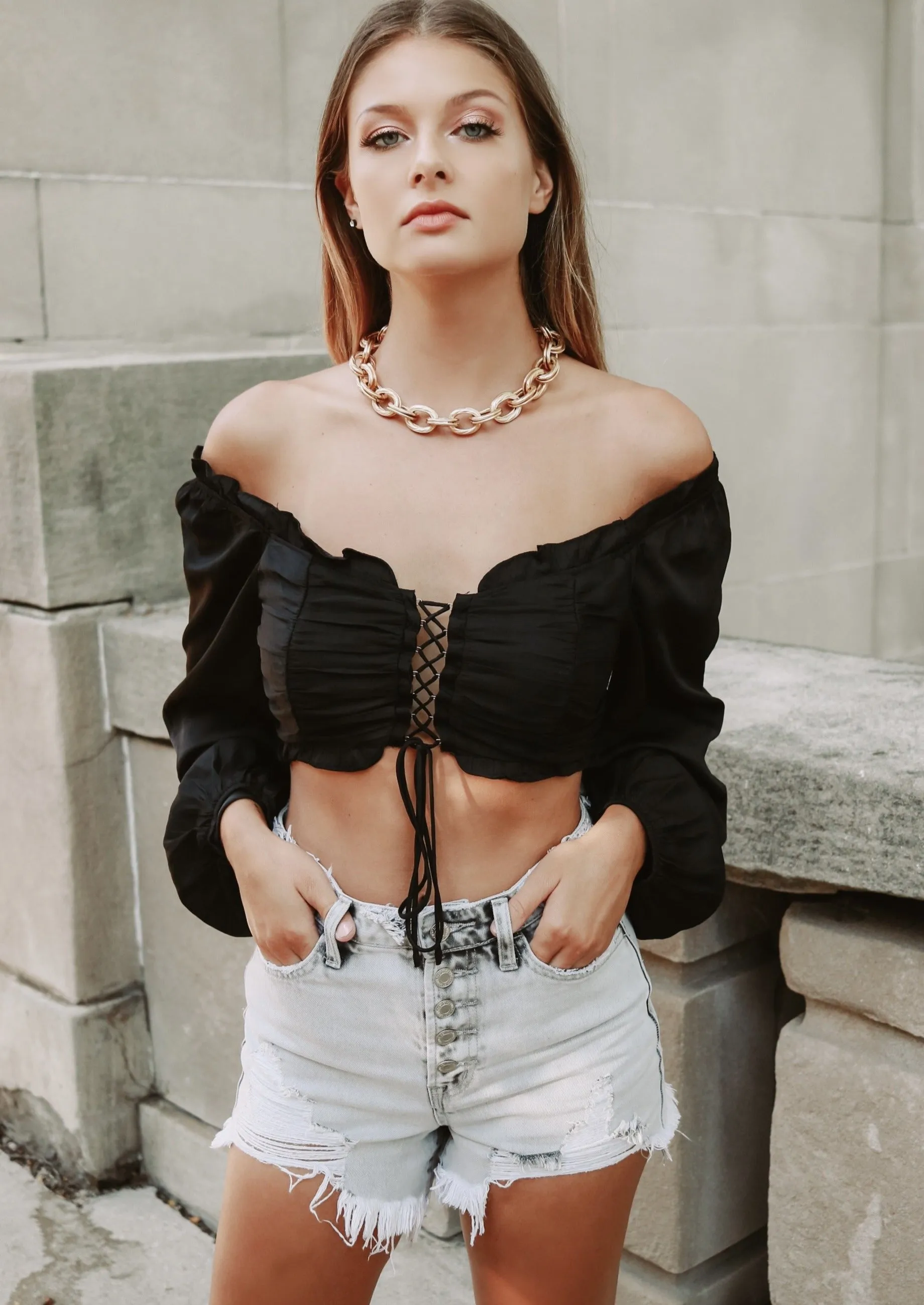 Lauren Black Off Shoulder Top