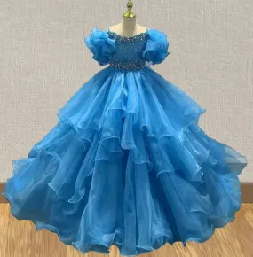 Little Girls Glitz Evening Gown With Layered Skirt