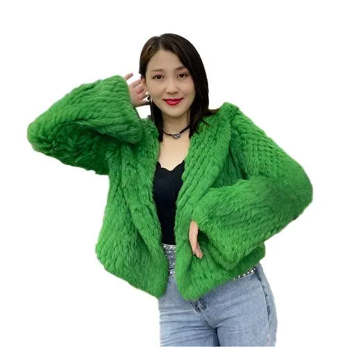 Luxurious Natural Rabbit Fur Hooded Coat – Soft, Warm & Elegant for Winter