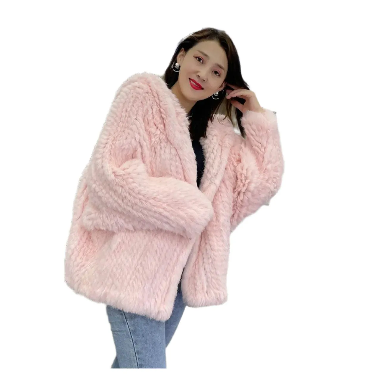 Luxurious Natural Rabbit Fur Hooded Coat – Soft, Warm & Elegant for Winter