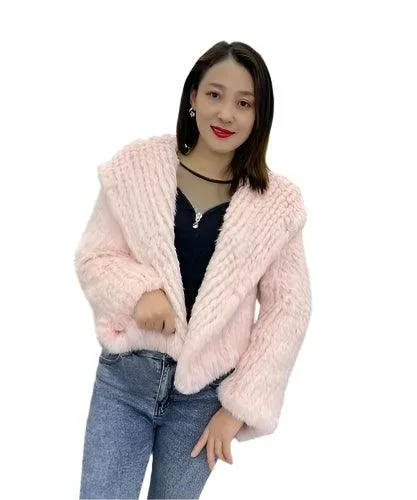 Luxurious Natural Rabbit Fur Hooded Coat – Soft, Warm & Elegant for Winter