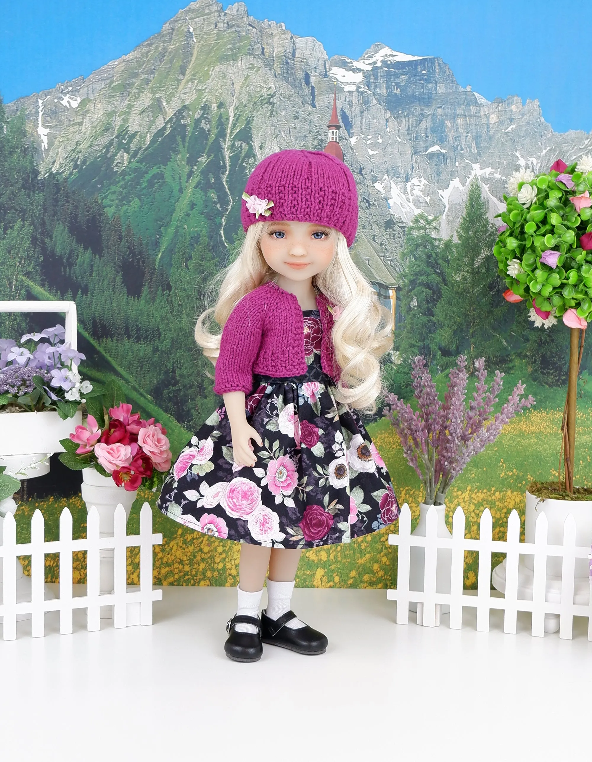 Majestic Roses - dress and sweater set with shoes for Ruby Red Fashion Friends doll