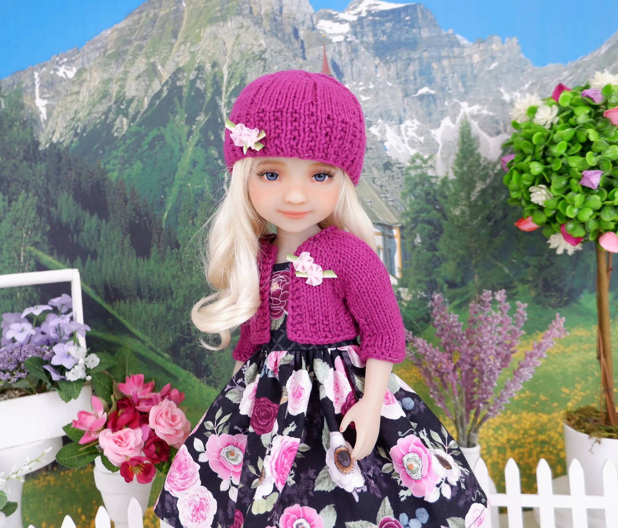 Majestic Roses - dress and sweater set with shoes for Ruby Red Fashion Friends doll