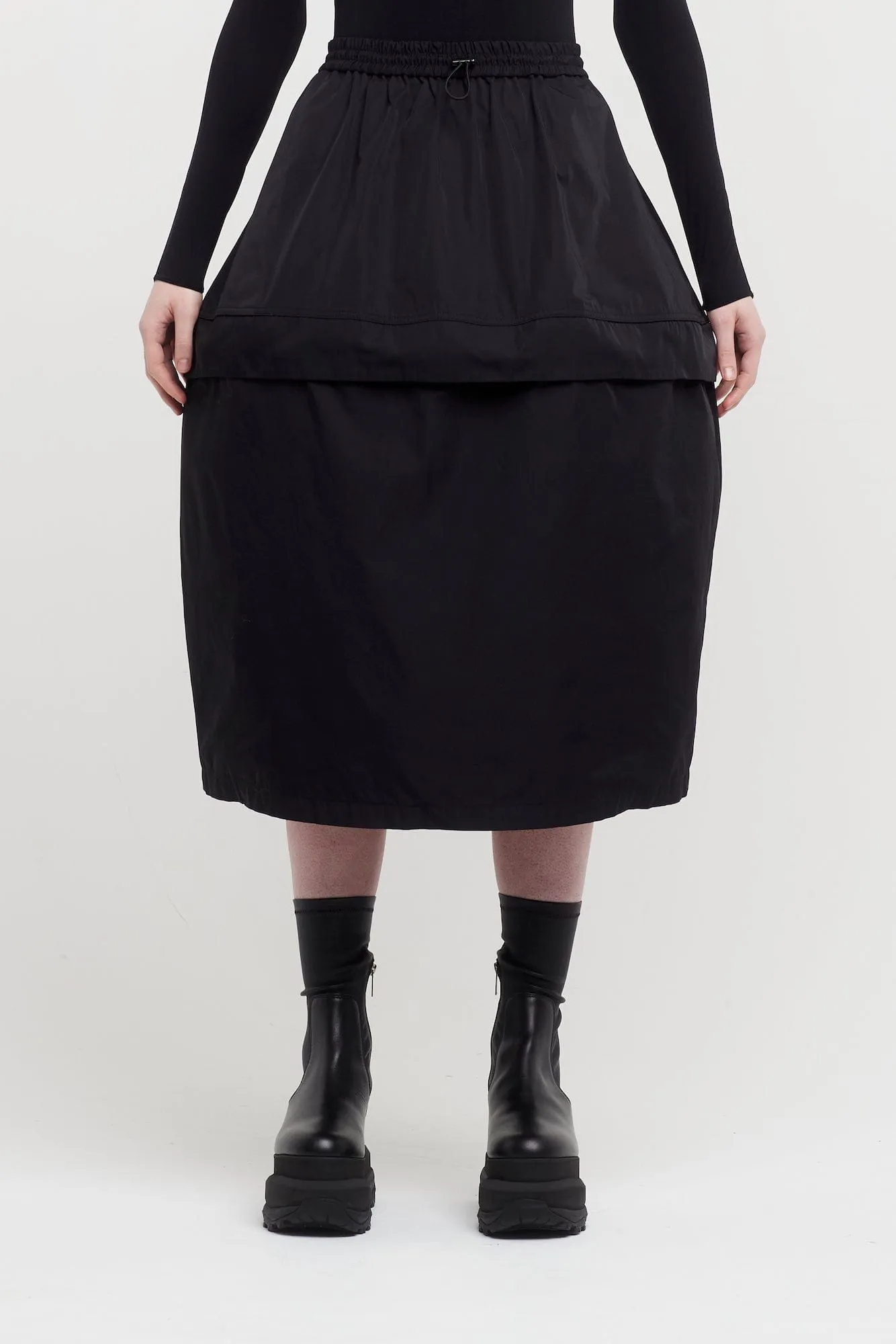 Melitta Baumeister Black Crunchy Taffeta Track Skirt