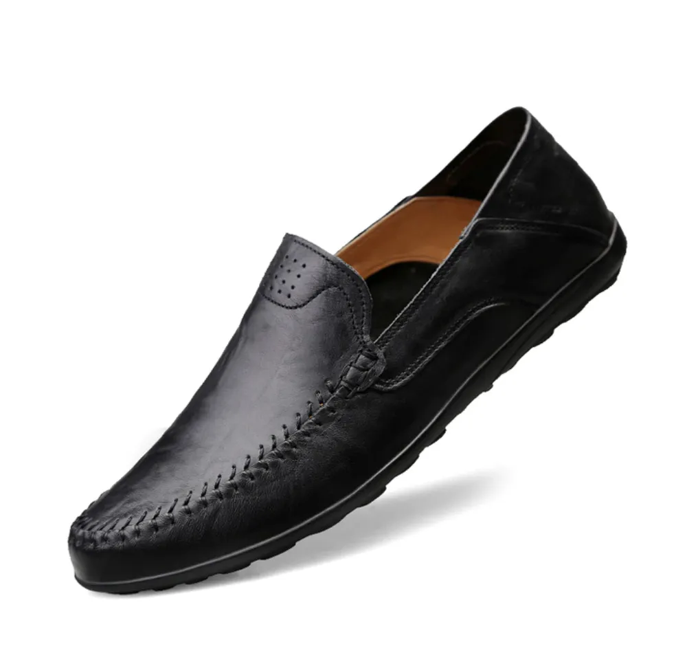 Men's Summer Genuine Leather Casual Slip On Handmade Loafers | Plus Size