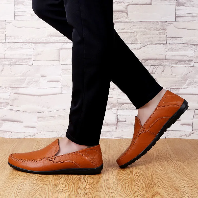 Men's Summer Genuine Leather Casual Slip On Handmade Loafers | Plus Size