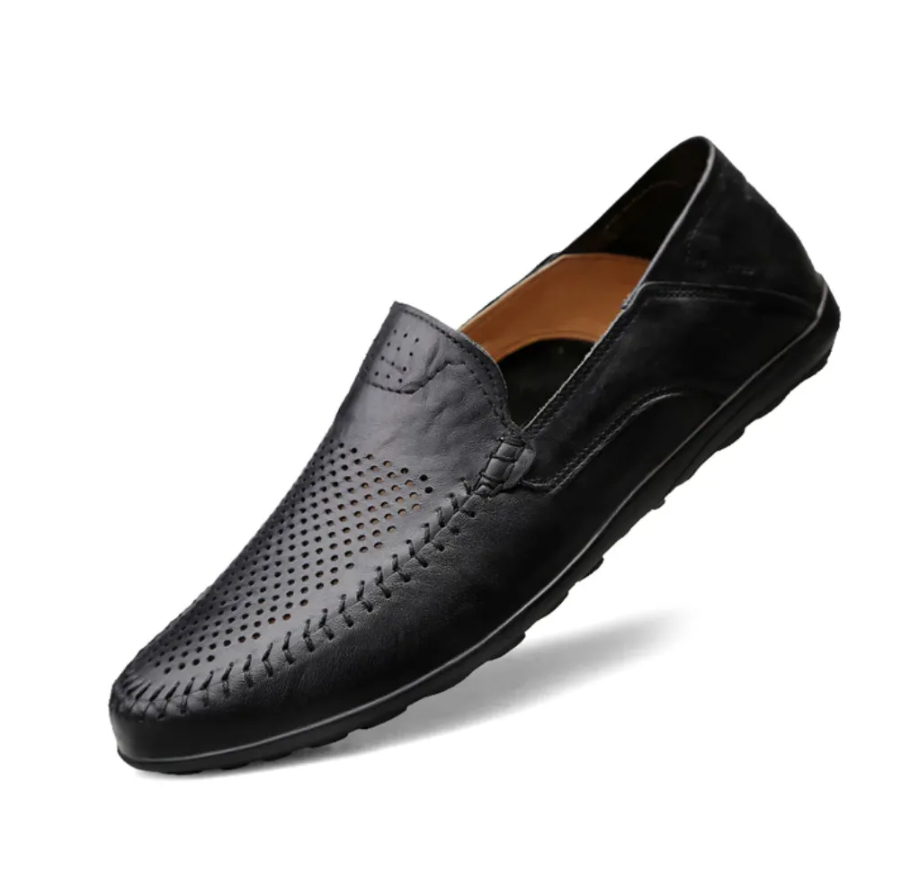 Men's Summer Genuine Leather Casual Slip On Handmade Loafers | Plus Size