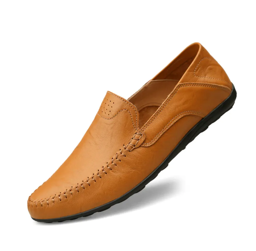 Men's Summer Genuine Leather Casual Slip On Handmade Loafers | Plus Size
