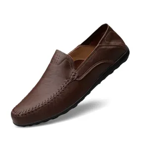 Men's Summer Genuine Leather Casual Slip On Handmade Loafers | Plus Size