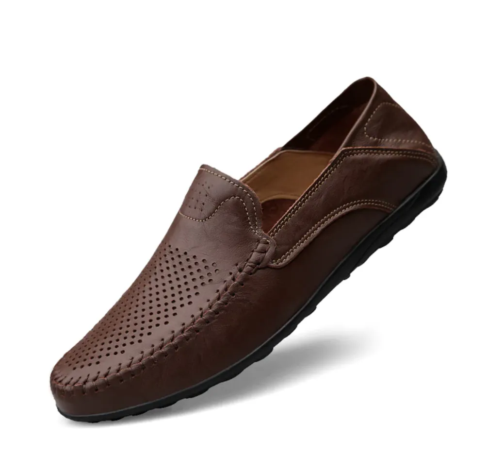 Men's Summer Genuine Leather Casual Slip On Handmade Loafers | Plus Size