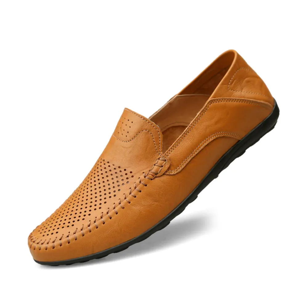 Men's Summer Genuine Leather Casual Slip On Handmade Loafers | Plus Size