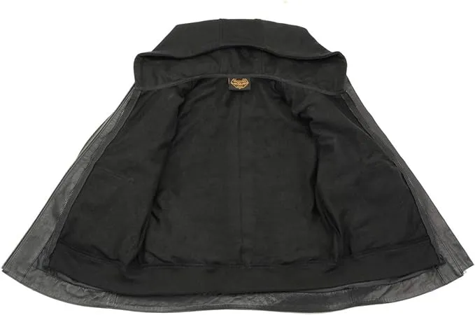 Milwaukee Leather Women's Lightweight Black Leather Jacket with Removable Hoodie - MLL2545