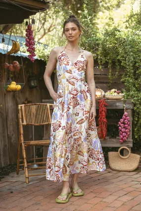 Multicolored Print Maxi Dress