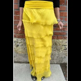 Mustard Tiered Silk Skirt - KGG1-MU