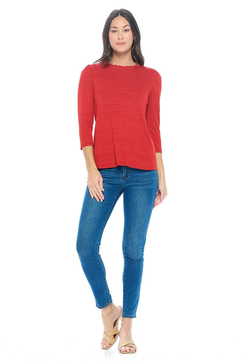 Myra Three Quarter Sleeve Slub Tee