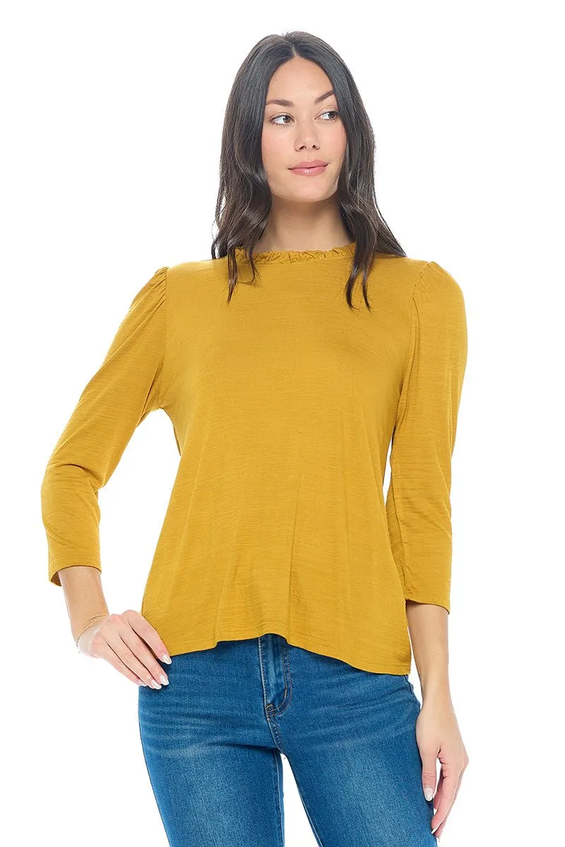 Myra Three Quarter Sleeve Slub Tee