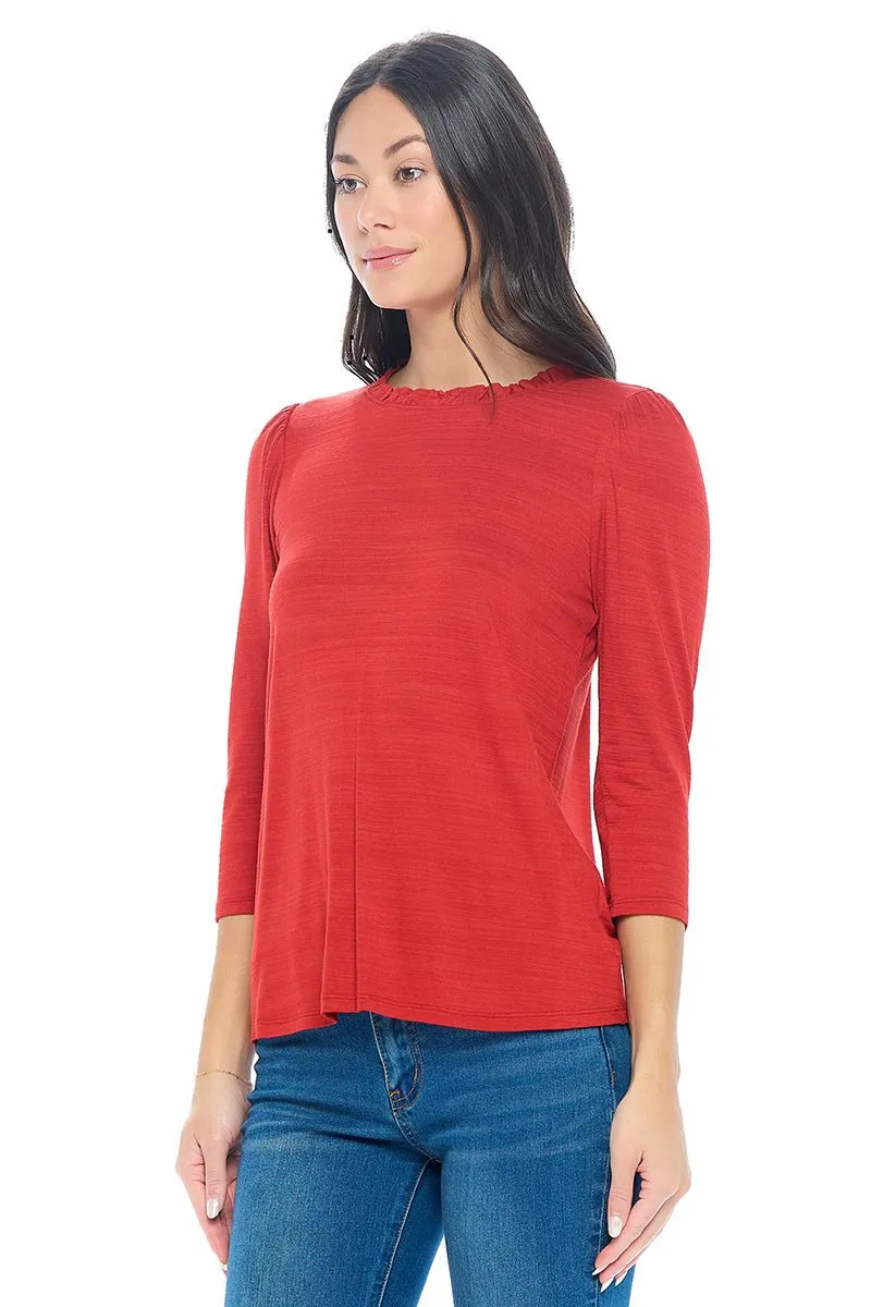 Myra Three Quarter Sleeve Slub Tee