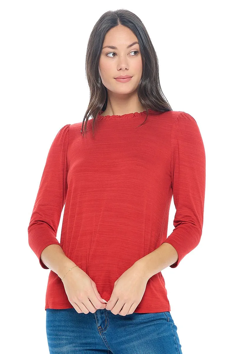 Myra Three Quarter Sleeve Slub Tee