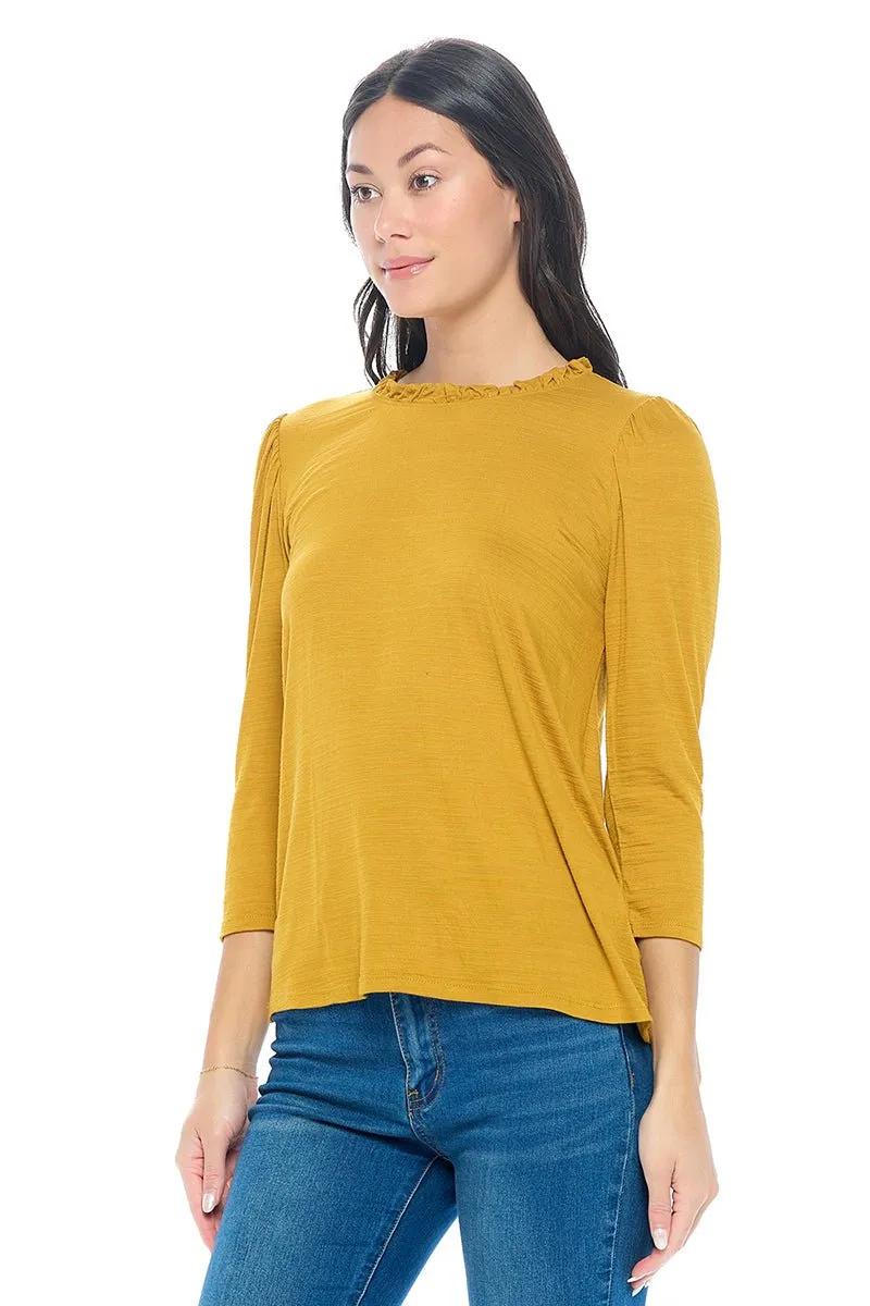 Myra Three Quarter Sleeve Slub Tee