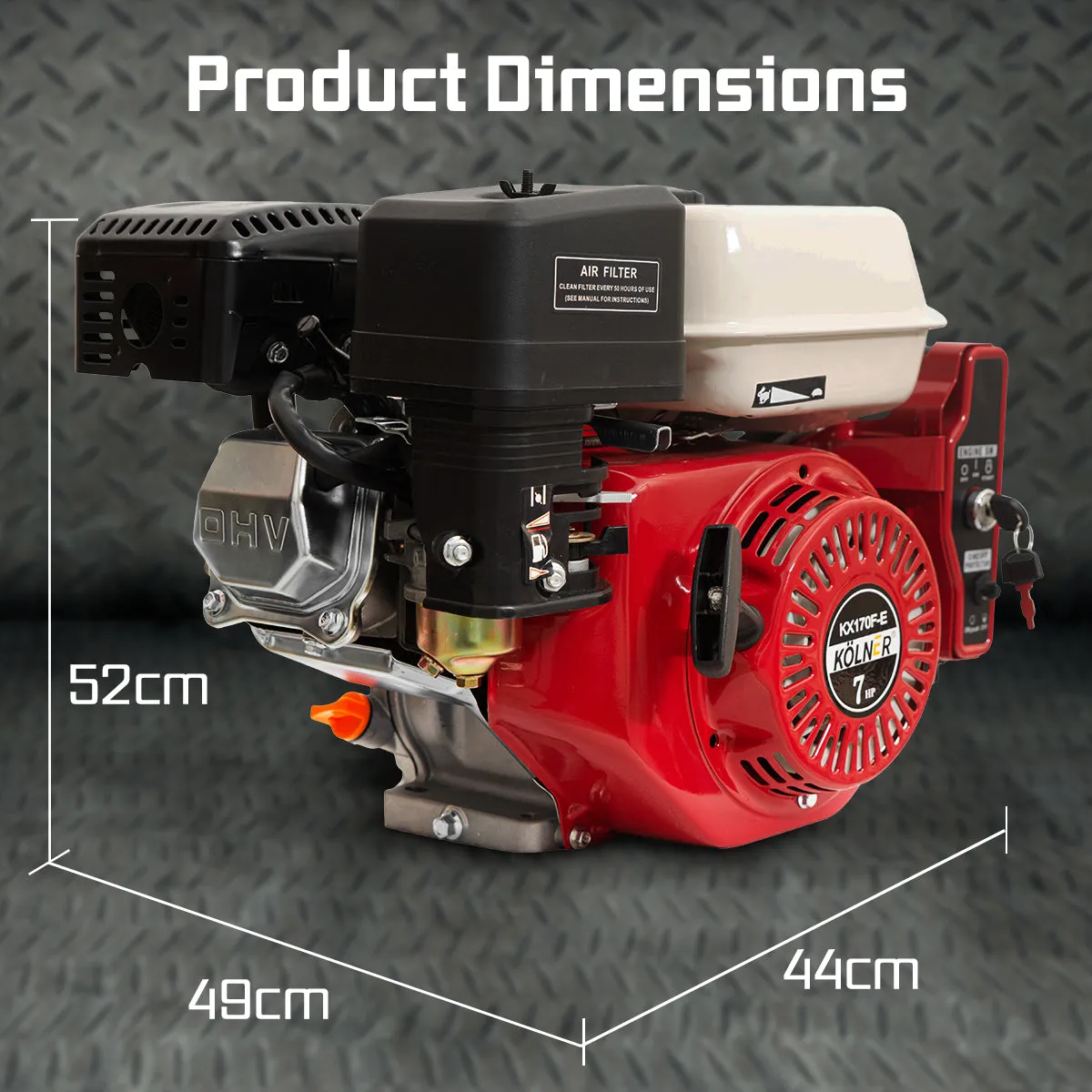 NNEDPE 7HP Horizontal Key Shaft Q Type Petrol ENGINE - Electric Start