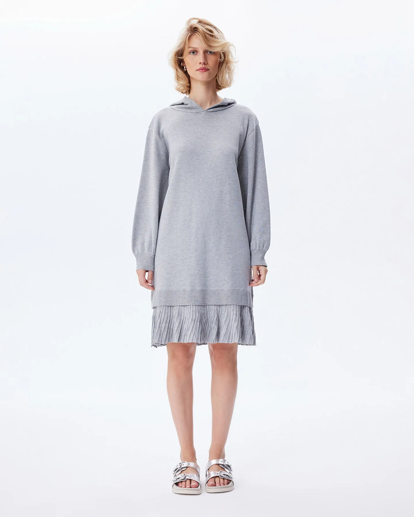 Nomia Pleated Hem Hoodie Dress