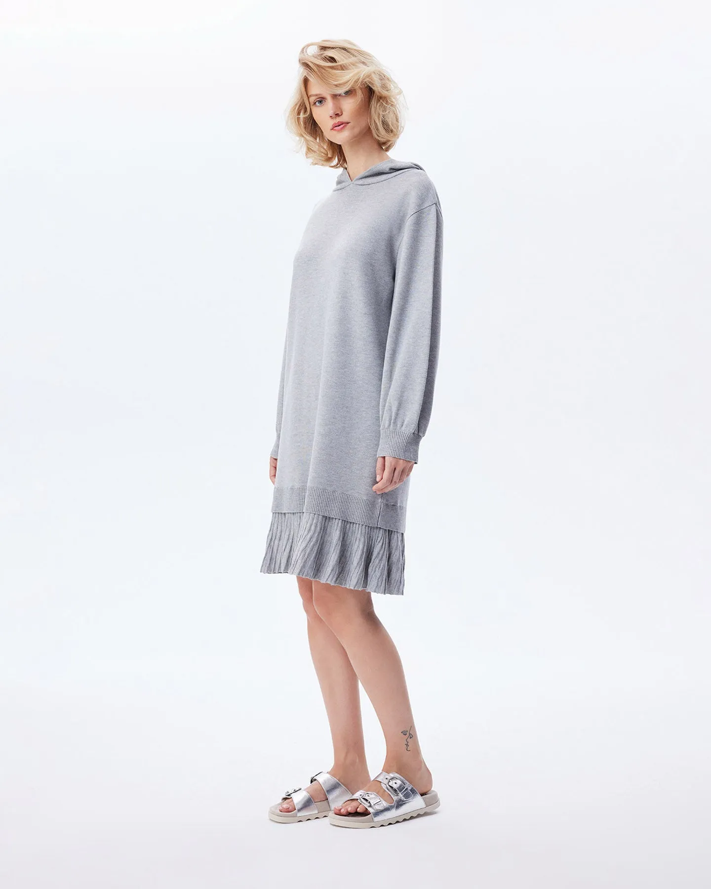 Nomia Pleated Hem Hoodie Dress