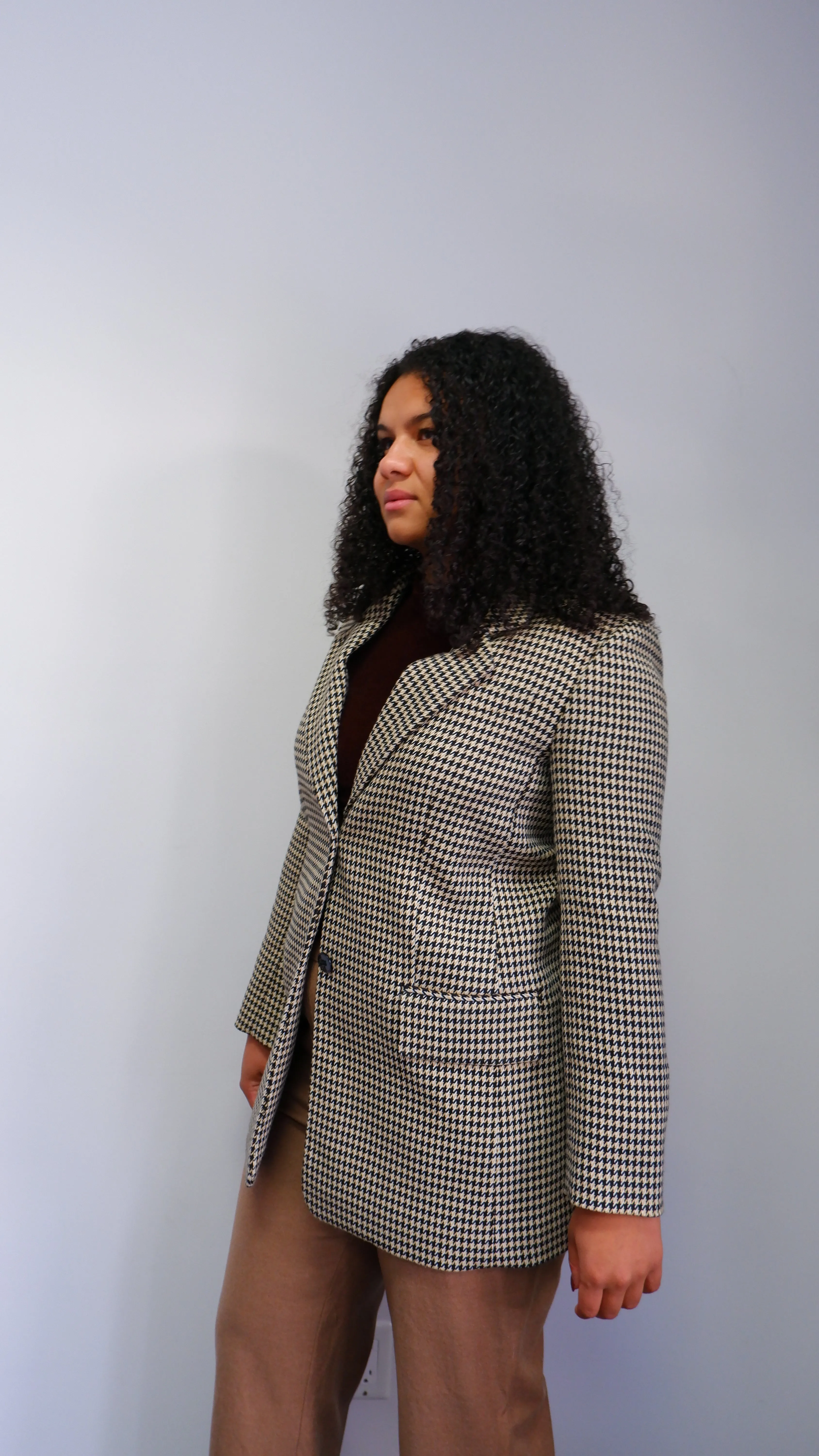 NWT Club Monaco Longline Houndstooth Blazer - M