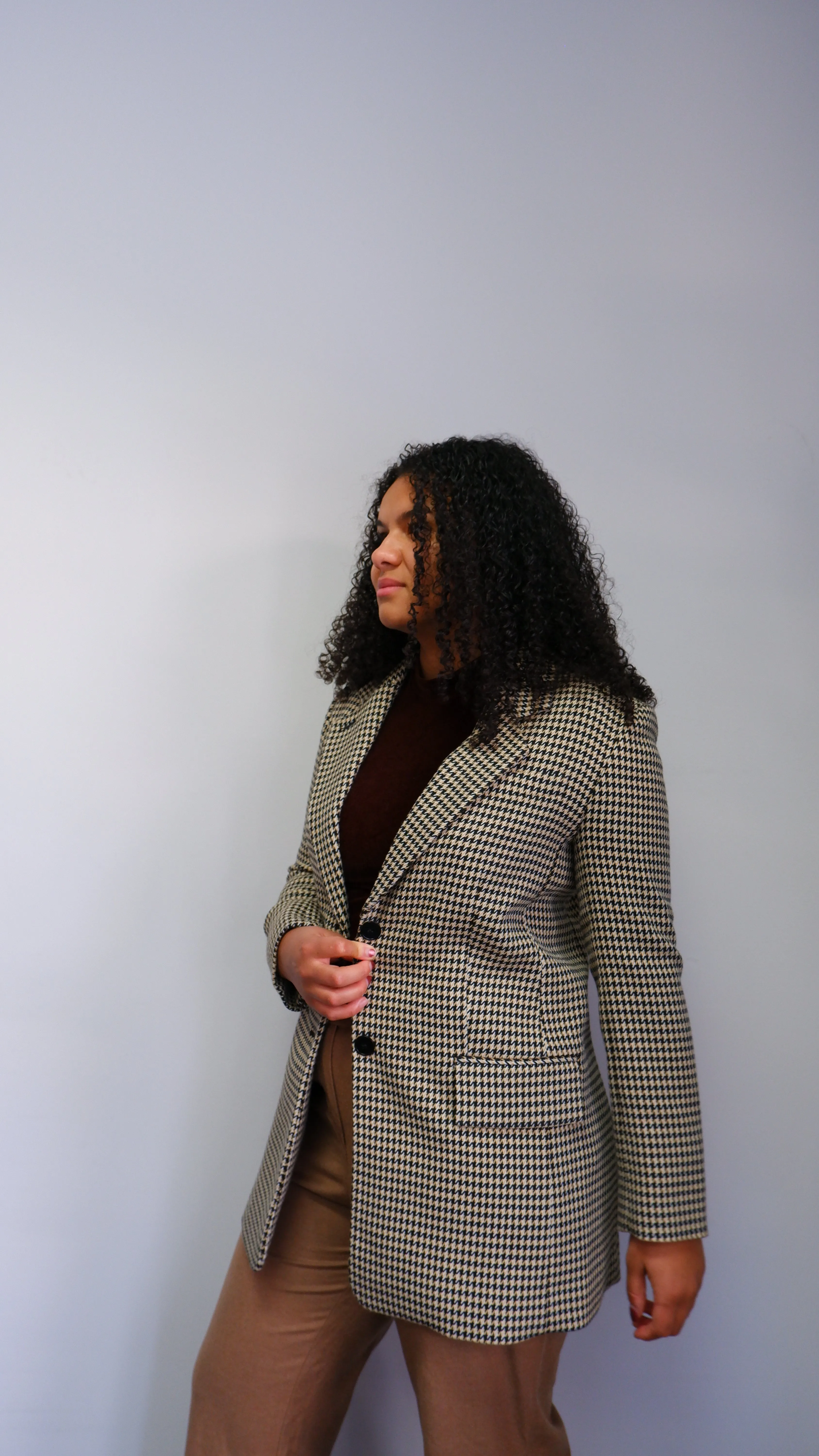 NWT Club Monaco Longline Houndstooth Blazer - M