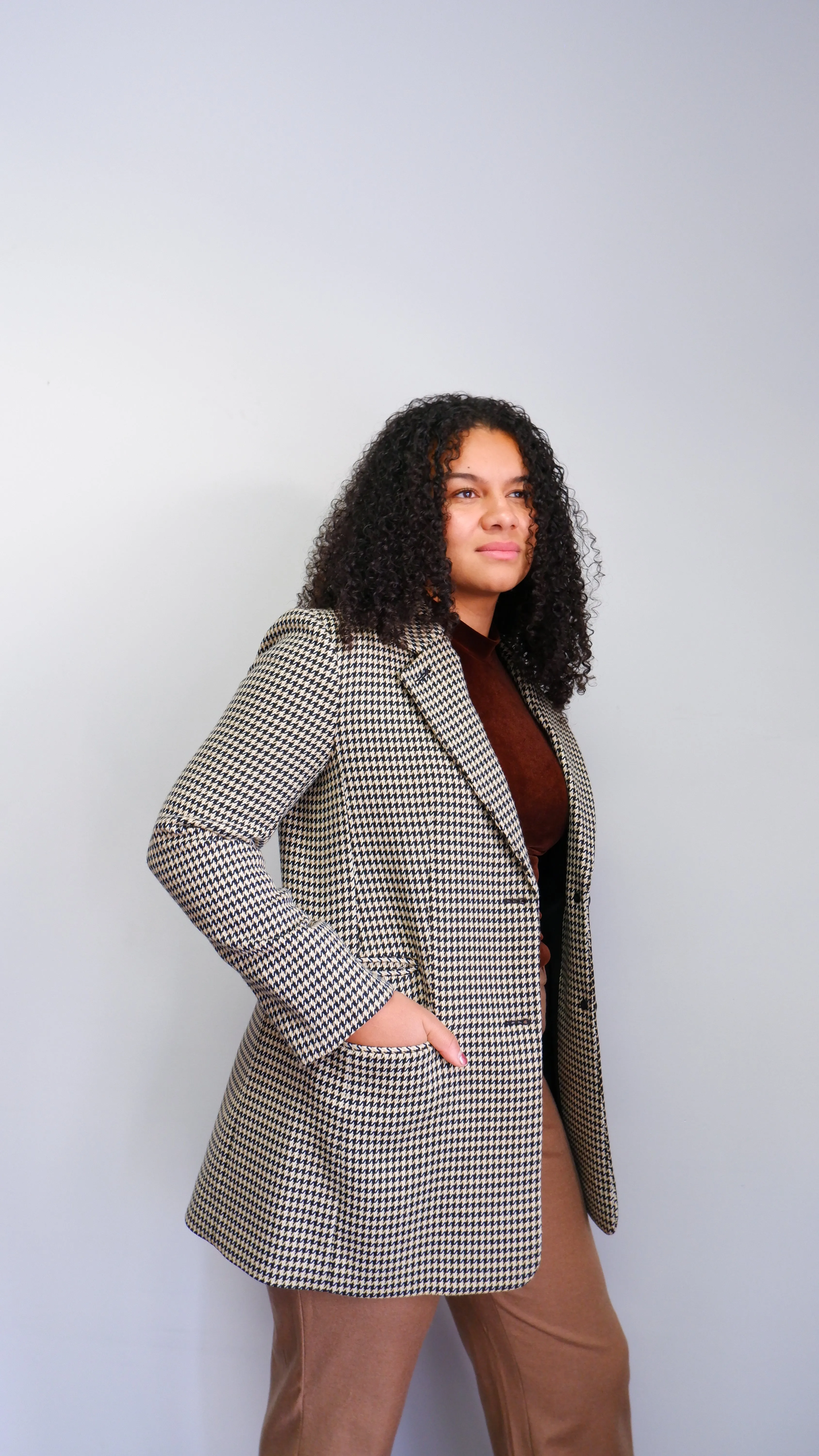 NWT Club Monaco Longline Houndstooth Blazer - M