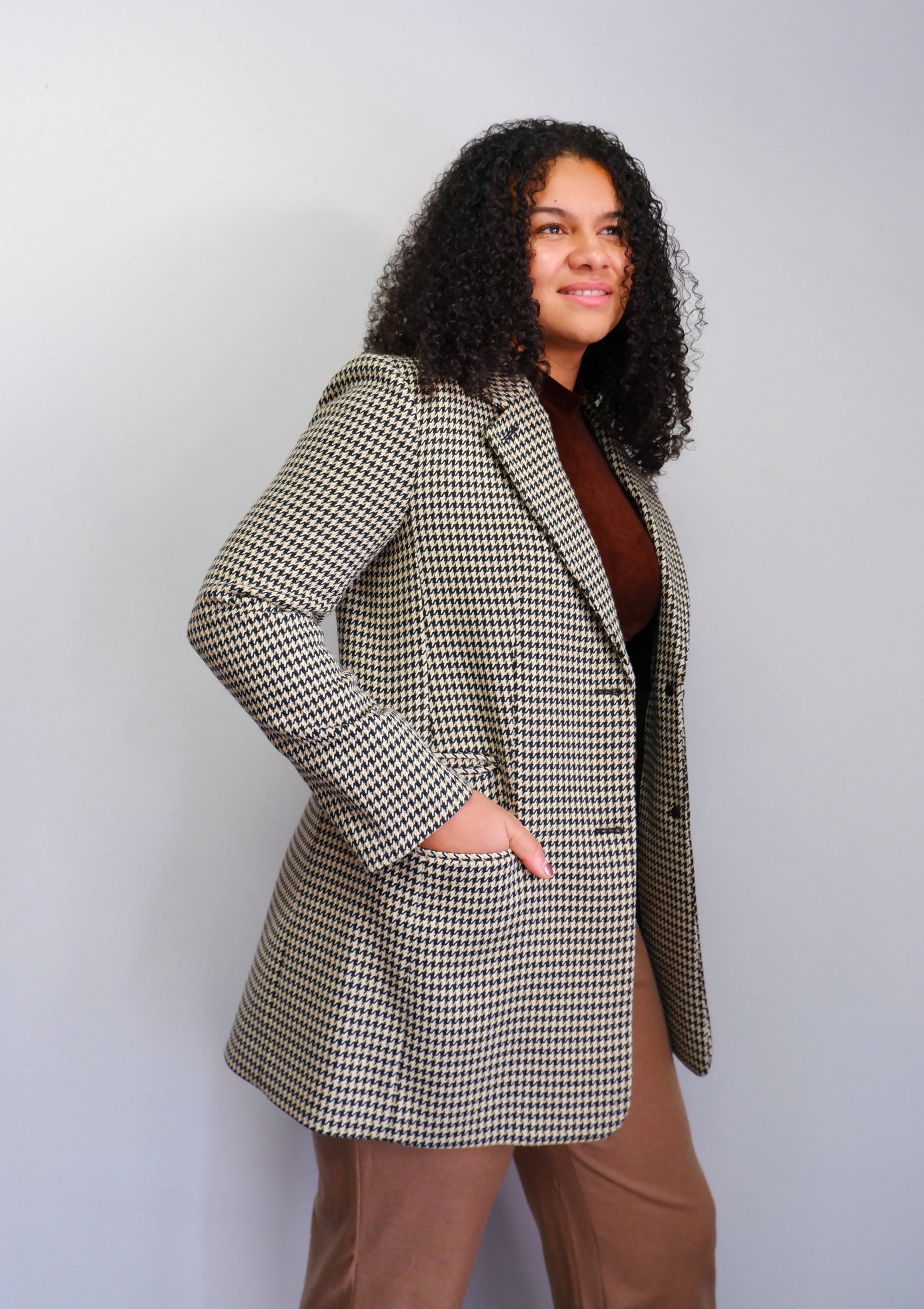 NWT Club Monaco Longline Houndstooth Blazer - M