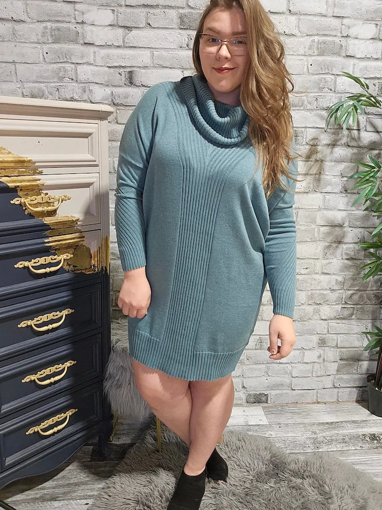 Oversized Cowl Neck Sweater Dress