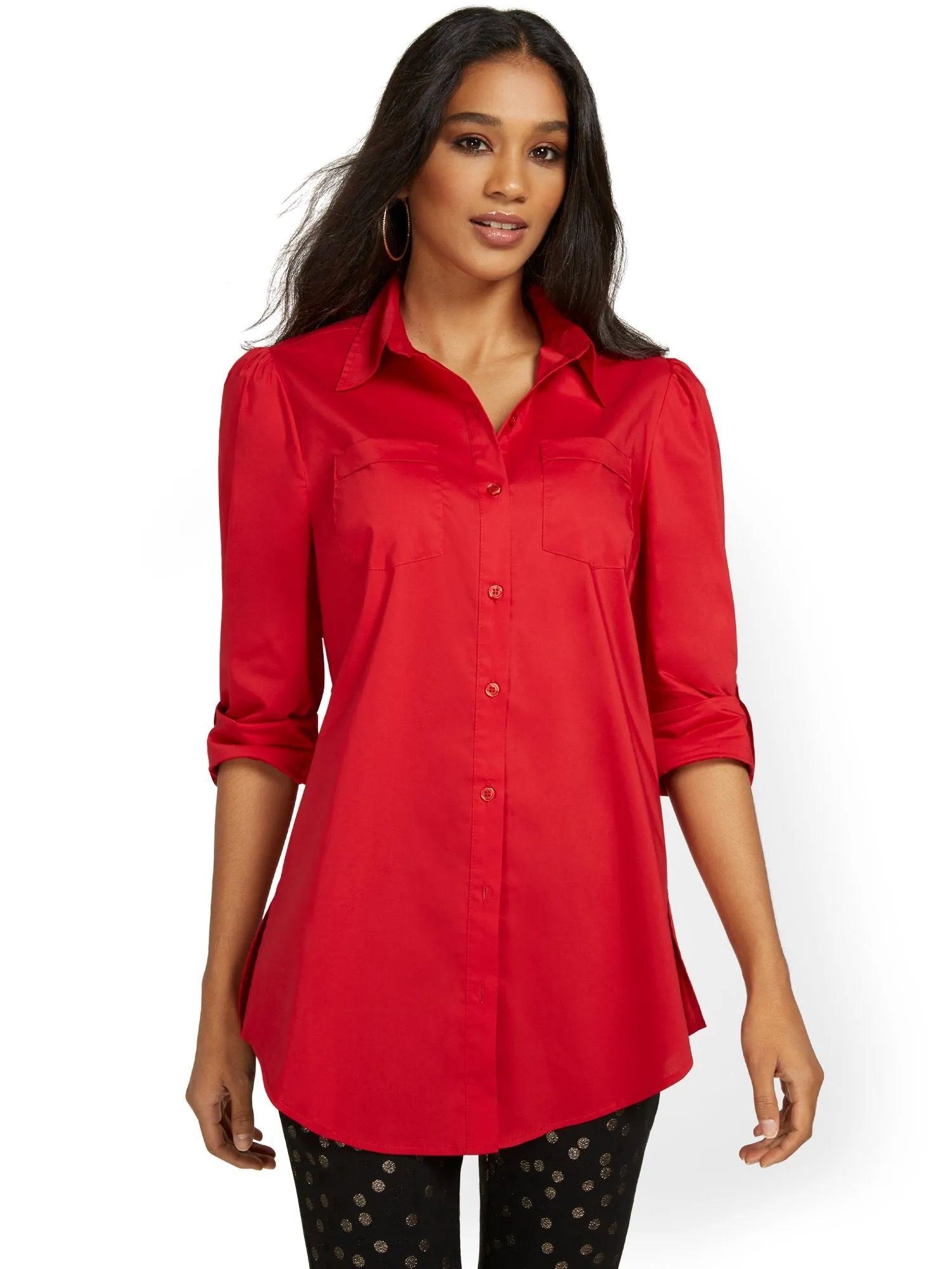 Petite Puff-Sleeve Madison Tunic Shirt